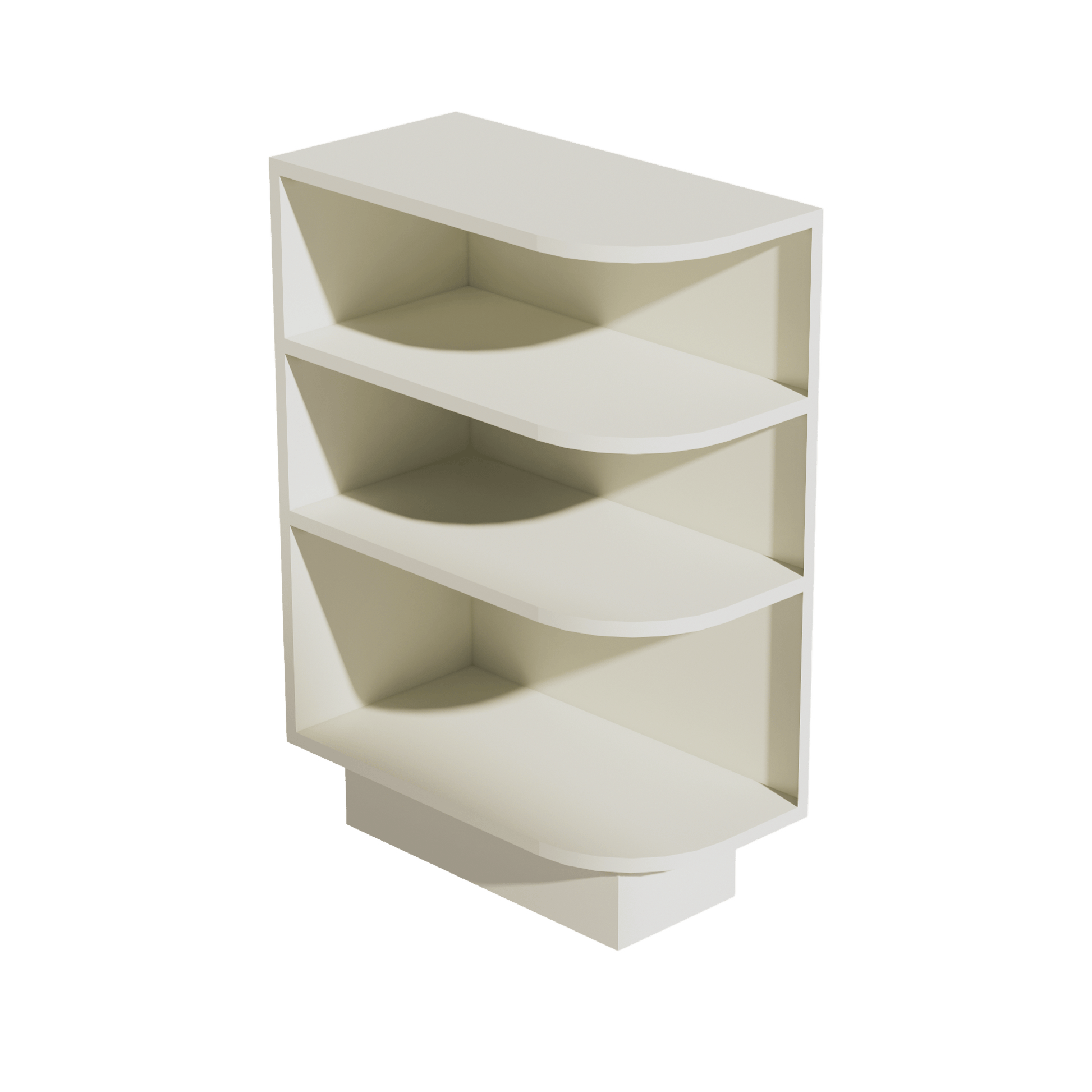 TW - BES12L: Creamy White Shaker 12" 4 Shelves End Shelf Corner Base Cabinets (Left Open) - NextCabinets