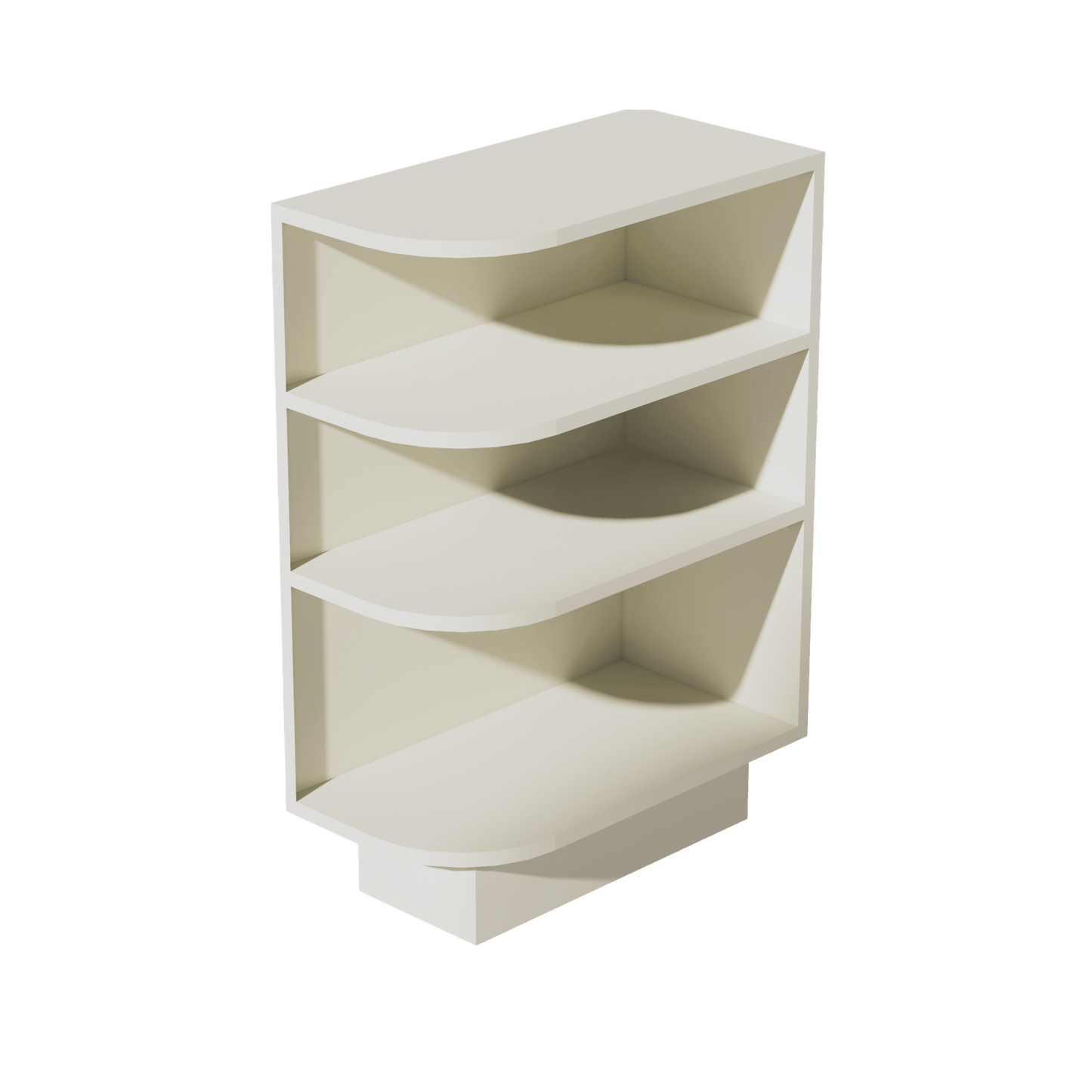 TW - BES12R: Creamy White Shaker 12" 4 Shelves End Shelf Corner Base Cabinets (Right Open) - NextCabinets