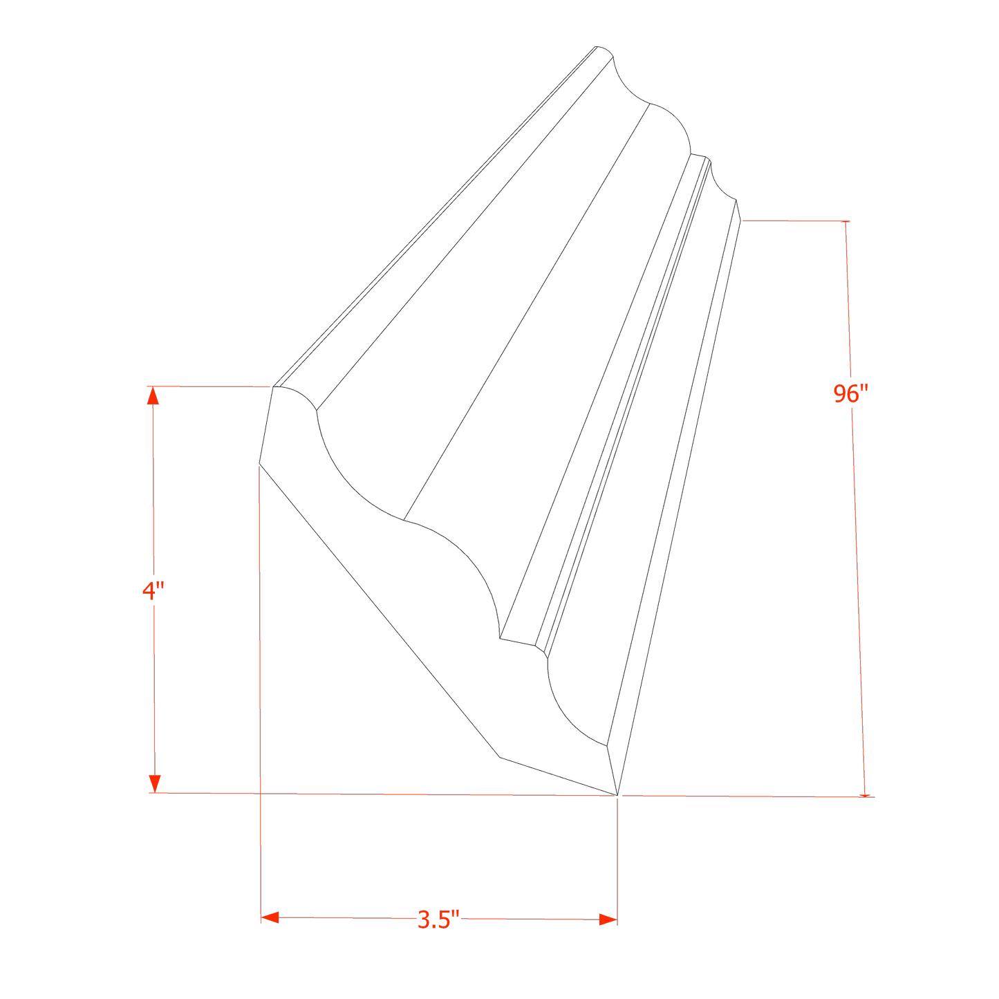 TW - CM6: Creamy White Shaker 96"W x 3 - 1/2"H x 2 - 1/2"D Crown Molding - NextCabinets