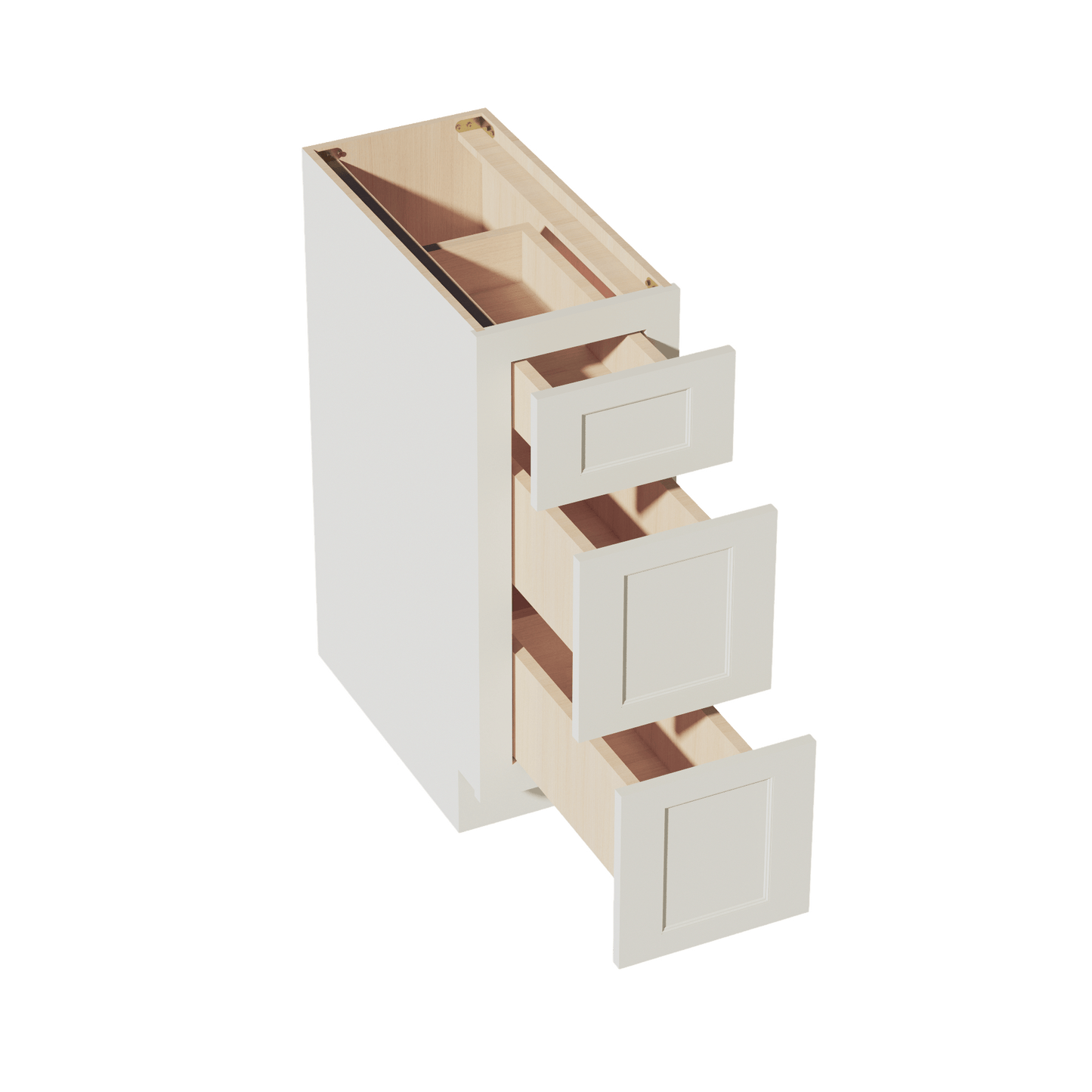 TW - DB12: Creamy White Shaker 12" 3 Drawers Base Cabinet - NextCabinets