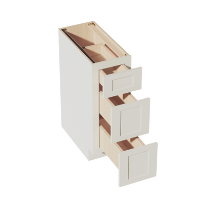 TW - DB12: Creamy White Shaker 12" 3 Drawers Base Cabinet - NextCabinets