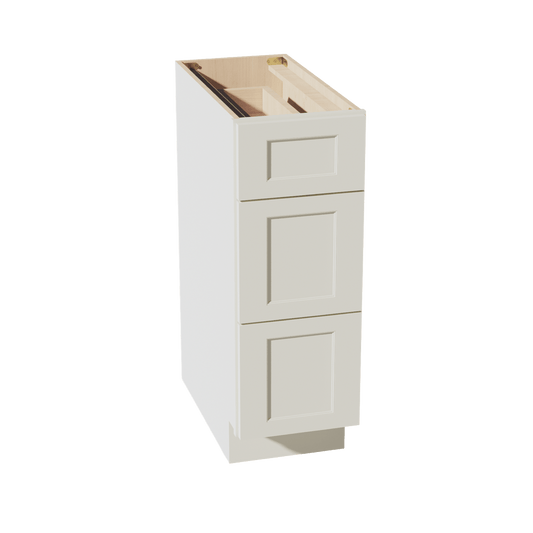 TW - DB12: Creamy White Shaker 12" 3 Drawers Base Cabinet - NextCabinets