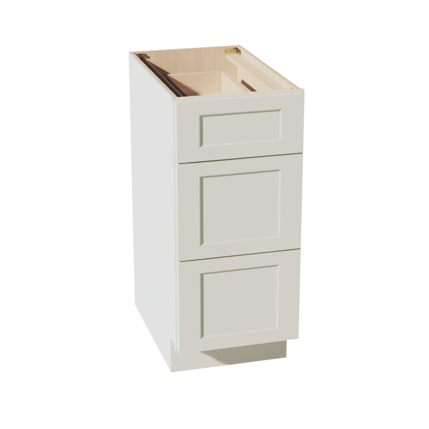 TW - DB15: Creamy White Shaker 15" 3 Drawers Base Cabinet - NextCabinets