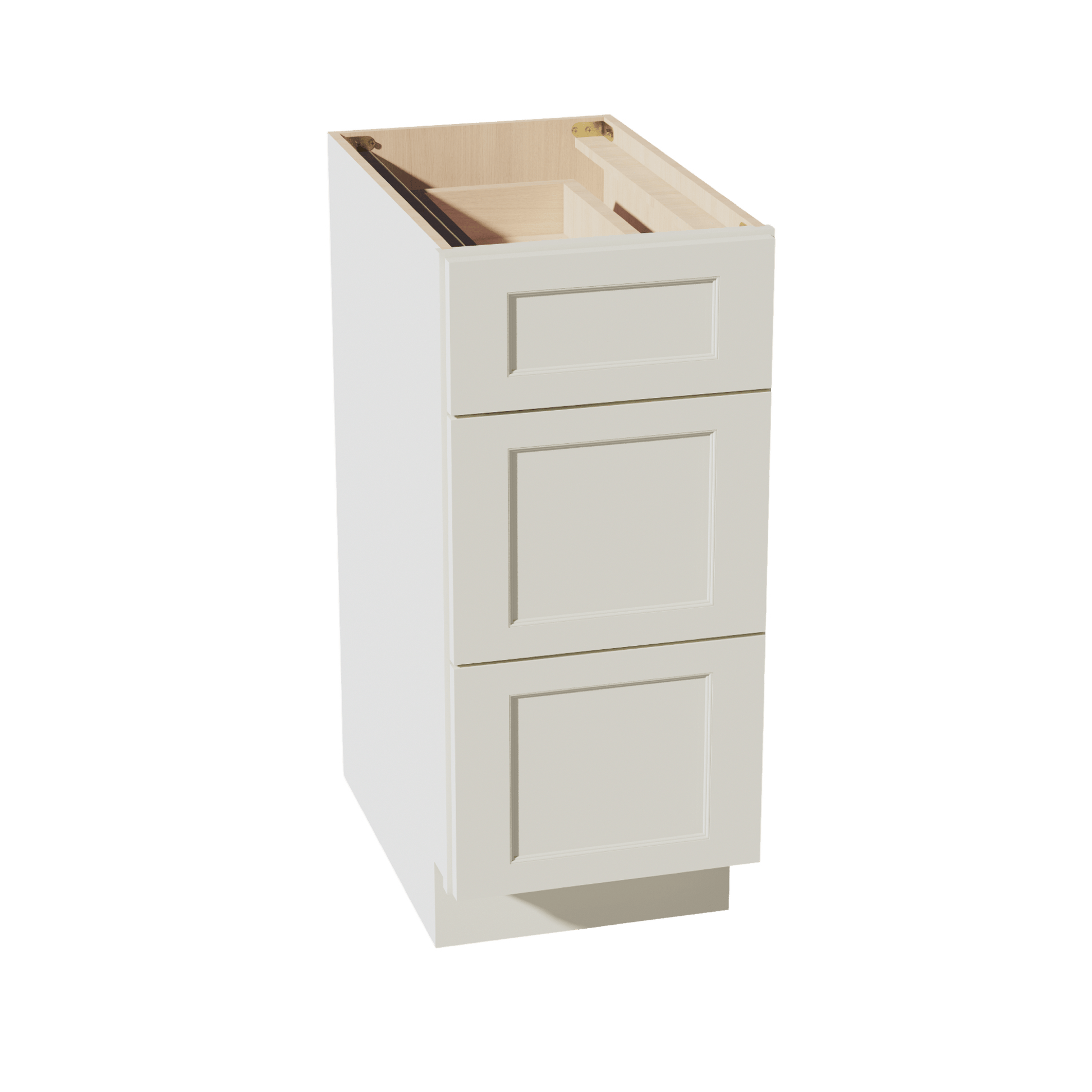 TW - DB15: Creamy White Shaker 15" 3 Drawers Base Cabinet - NextCabinets