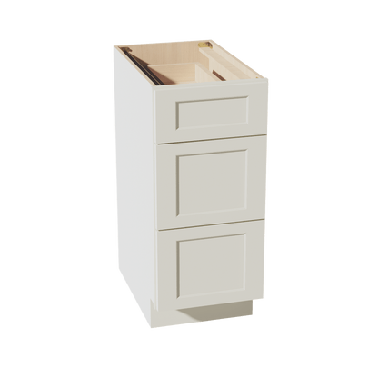 TW - DB15: Creamy White Shaker 15" 3 Drawers Base Cabinet - NextCabinets