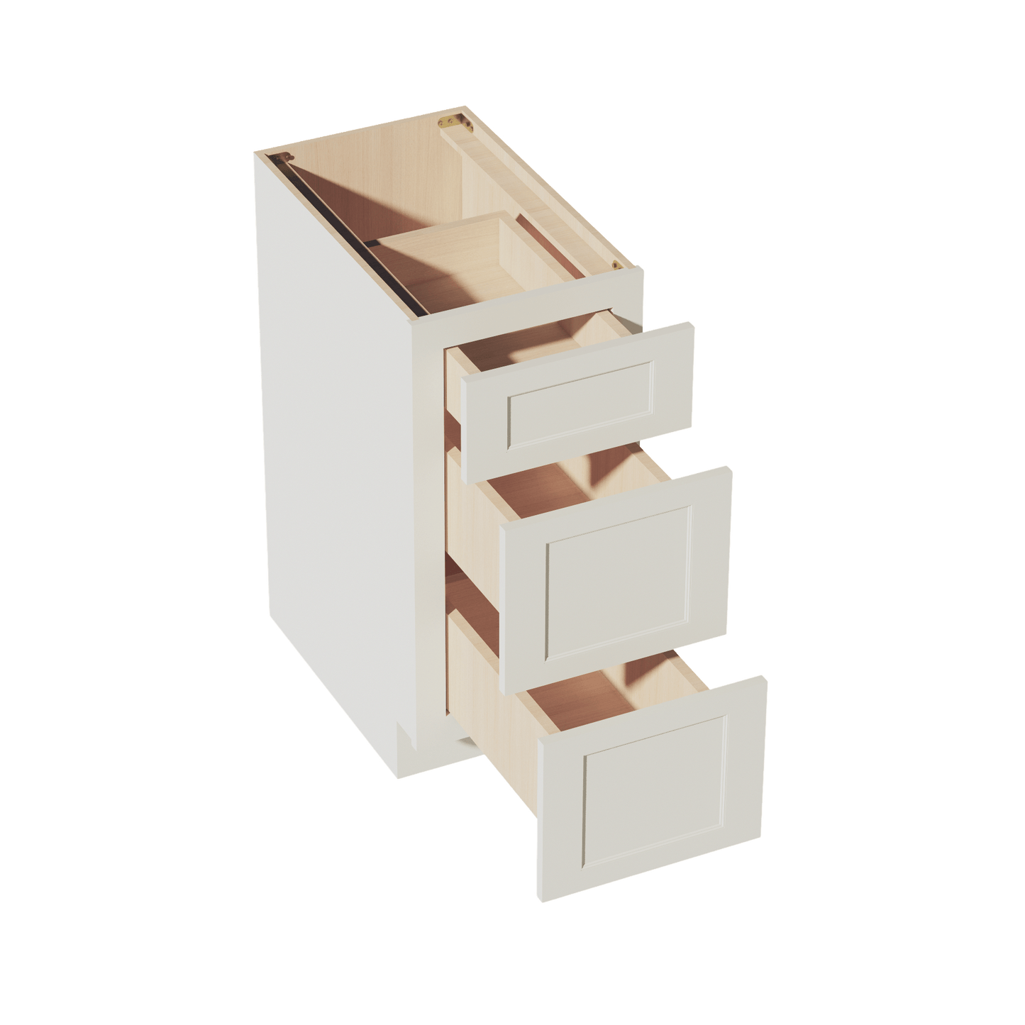 TW - DB15: Creamy White Shaker 15" 3 Drawers Base Cabinet - NextCabinets