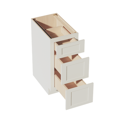 TW - DB15: Creamy White Shaker 15" 3 Drawers Base Cabinet - NextCabinets