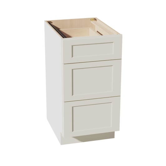 TW - DB18: Creamy White Shaker 18" 3 Drawers Base Cabinet - NextCabinets
