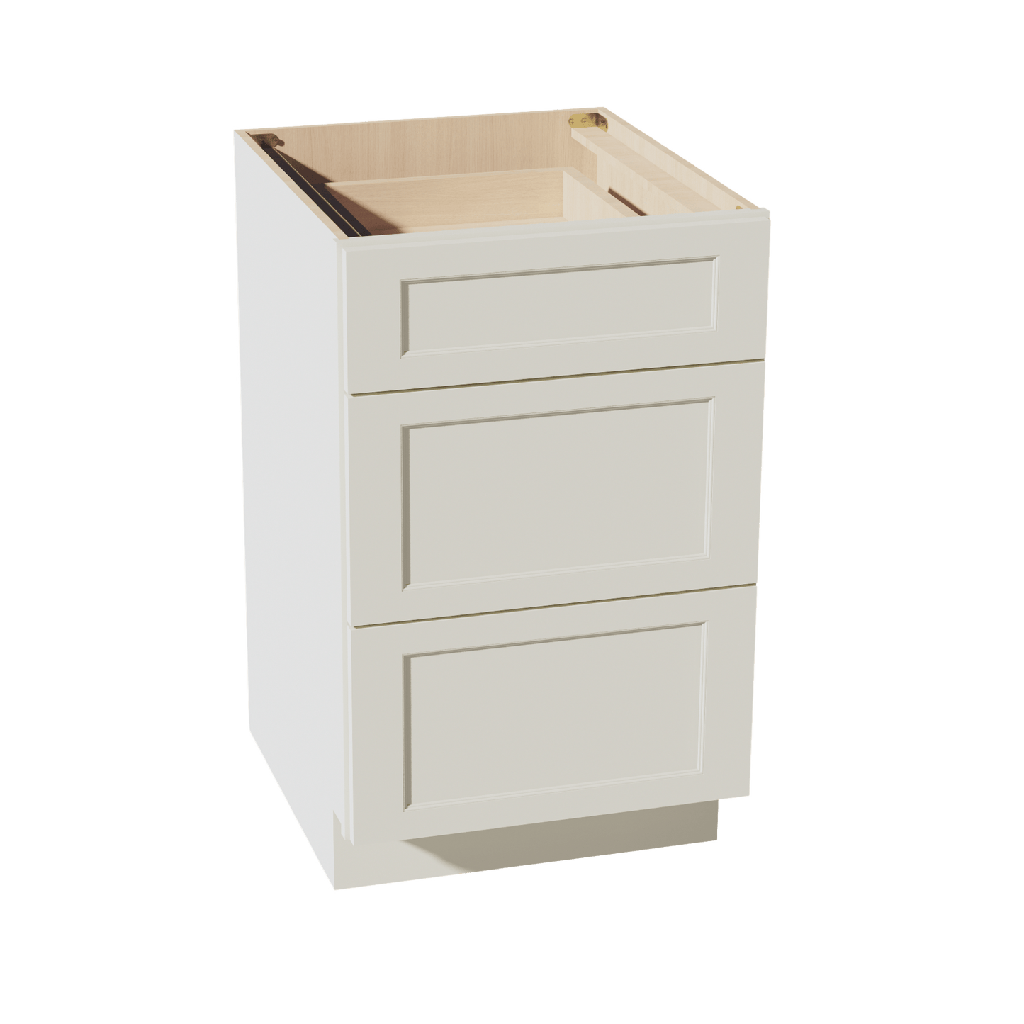 TW - DB21: Creamy White Shaker 21" 3 Drawers Base Cabinet - NextCabinets