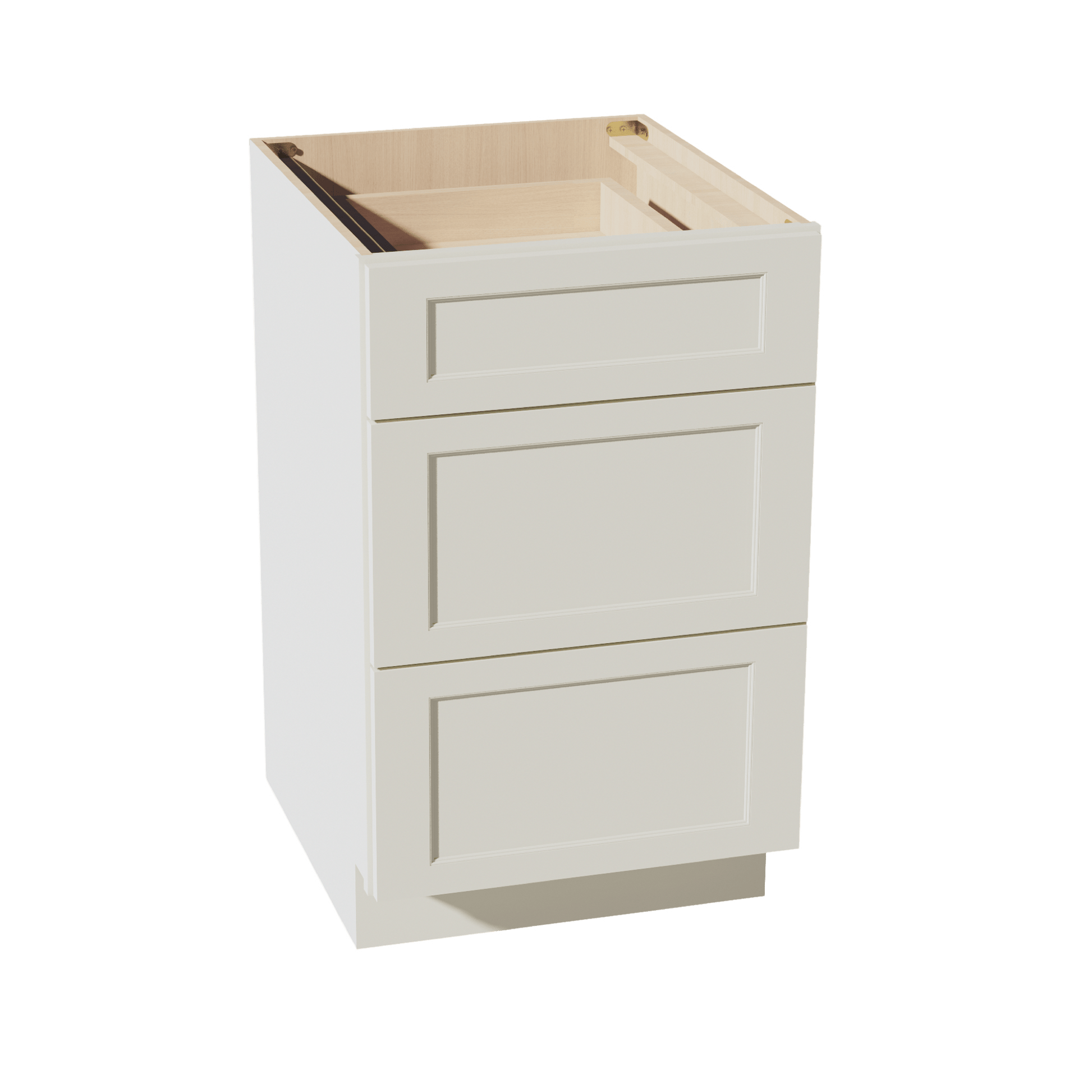 TW - DB21: Creamy White Shaker 21" 3 Drawers Base Cabinet - NextCabinets