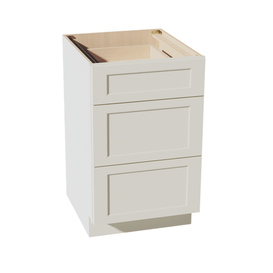 TW - DB21: Creamy White Shaker 21" 3 Drawers Base Cabinet - NextCabinets
