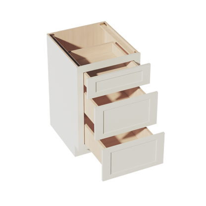 TW - DB21: Creamy White Shaker 21" 3 Drawers Base Cabinet - NextCabinets