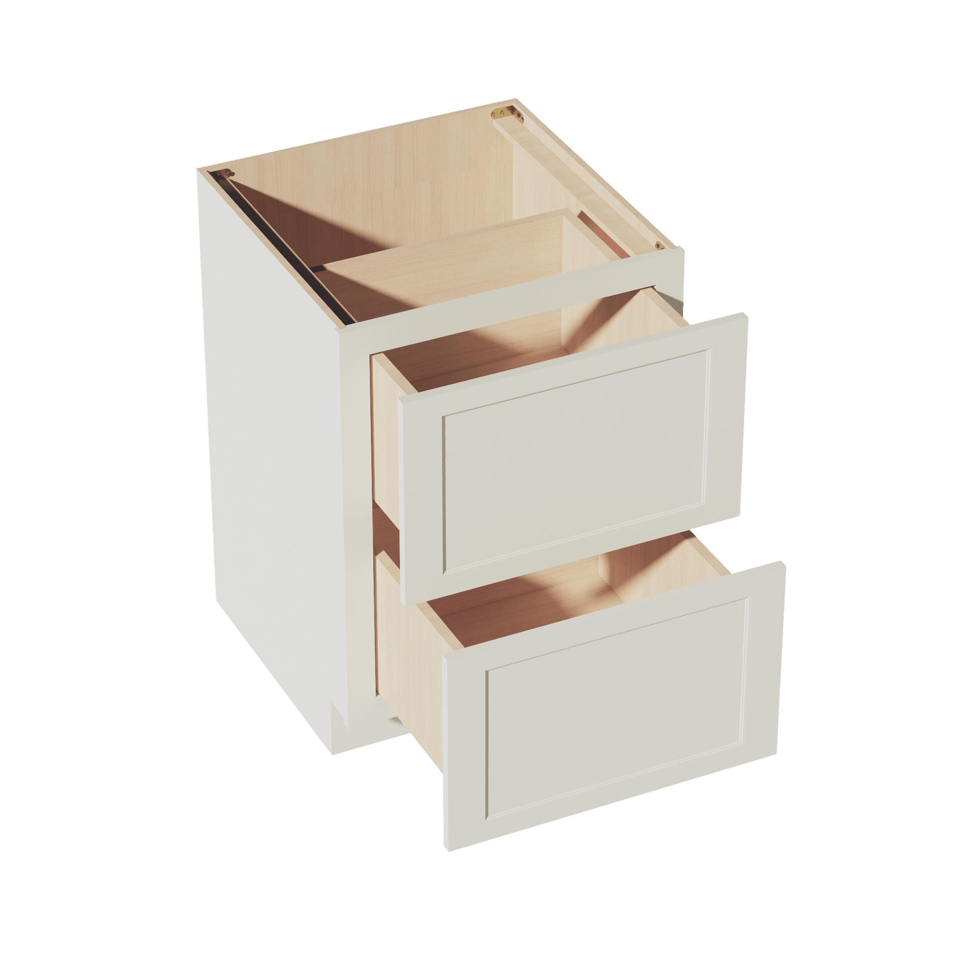 TW - DB24 - 2: Creamy White Shaker 24" 2 Drawers Base Cabinet - NextCabinets