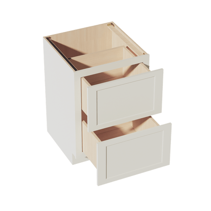 TW - DB24 - 2: Creamy White Shaker 24" 2 Drawers Base Cabinet - NextCabinets
