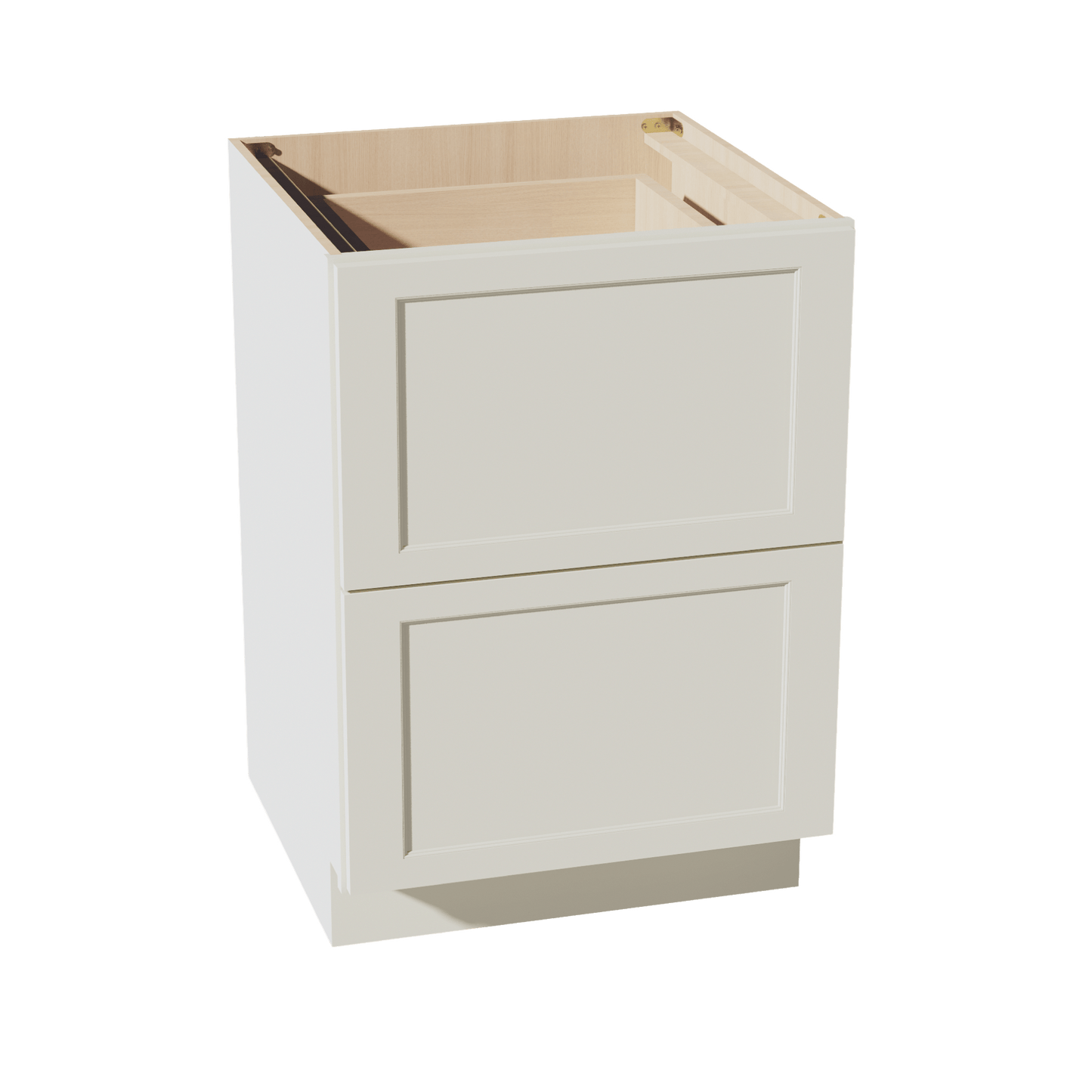 TW - DB24 - 2: Creamy White Shaker 24" 2 Drawers Base Cabinet - NextCabinets