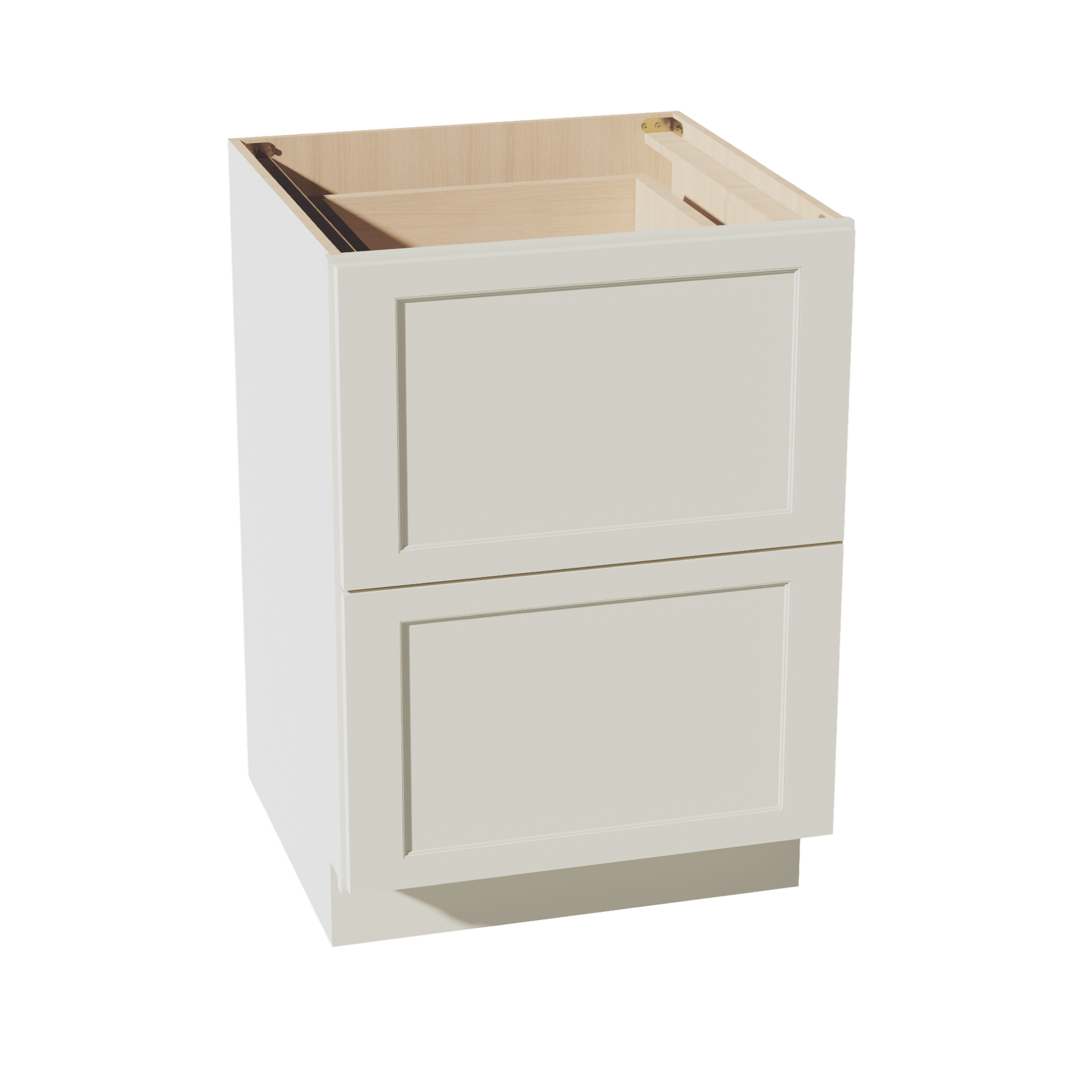 TW - DB24 - 2: Creamy White Shaker 24" 2 Drawers Base Cabinet - NextCabinets
