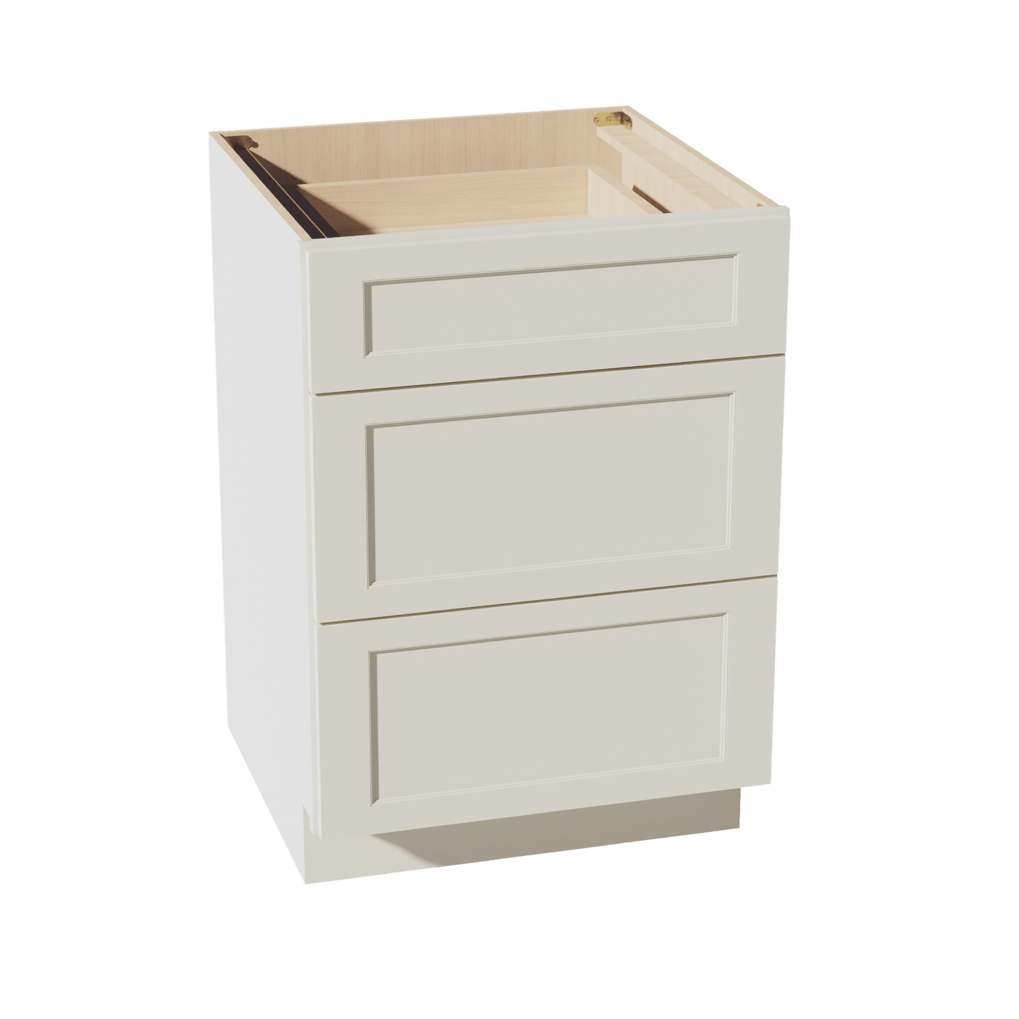 TW - DB24: Creamy White Shaker 24" 3 Drawers Base Cabinet - NextCabinets