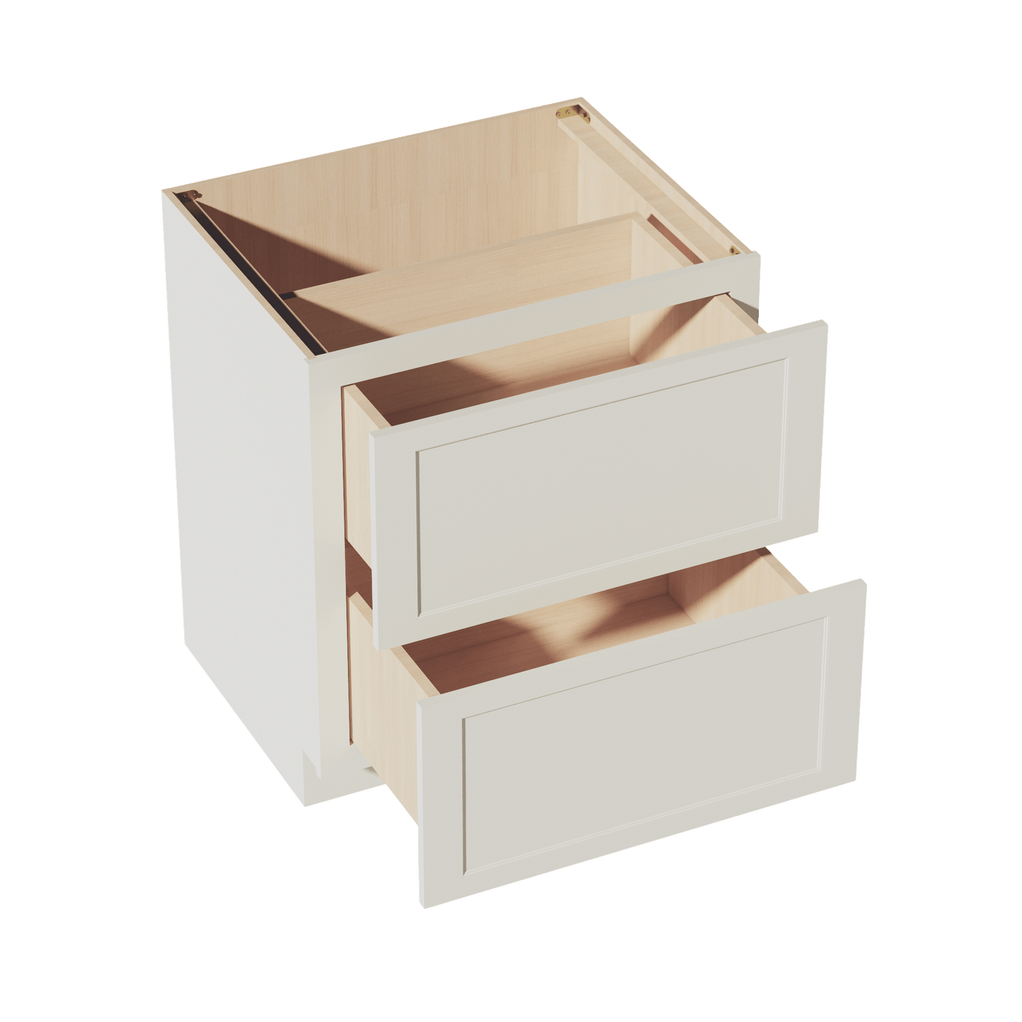 TW - DB30 - 2: Creamy White Shaker 30" 2 Drawers Base Cabinet - NextCabinets