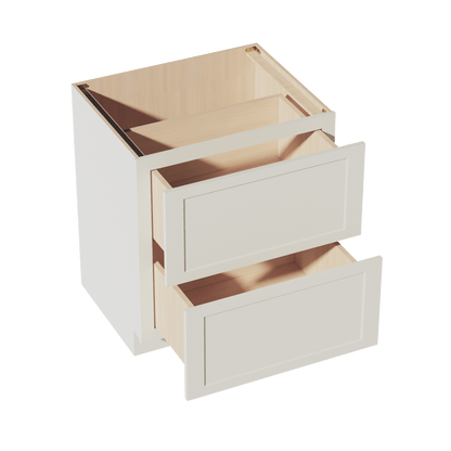 TW - DB30 - 2: Creamy White Shaker 30" 2 Drawers Base Cabinet - NextCabinets