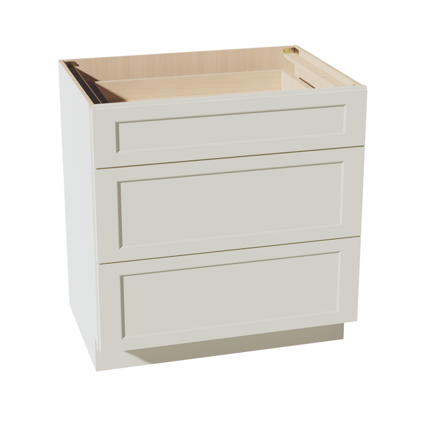 TW - DB33: Creamy White Shaker 33" 3 Drawers Base Cabinet - NextCabinets
