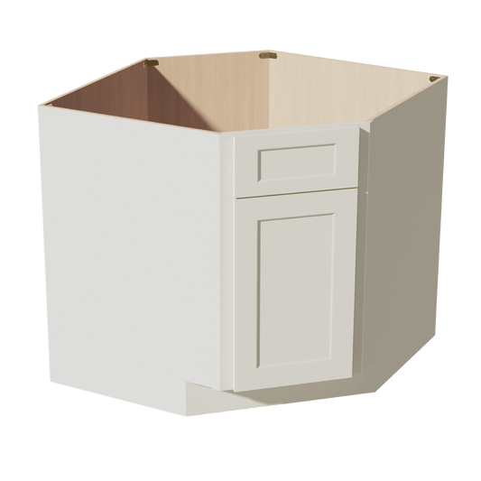 TW - DSB36: Creamy White Shaker 39" 1 Door 1 False Drawer Corner Sink Base Cabinets - NextCabinets