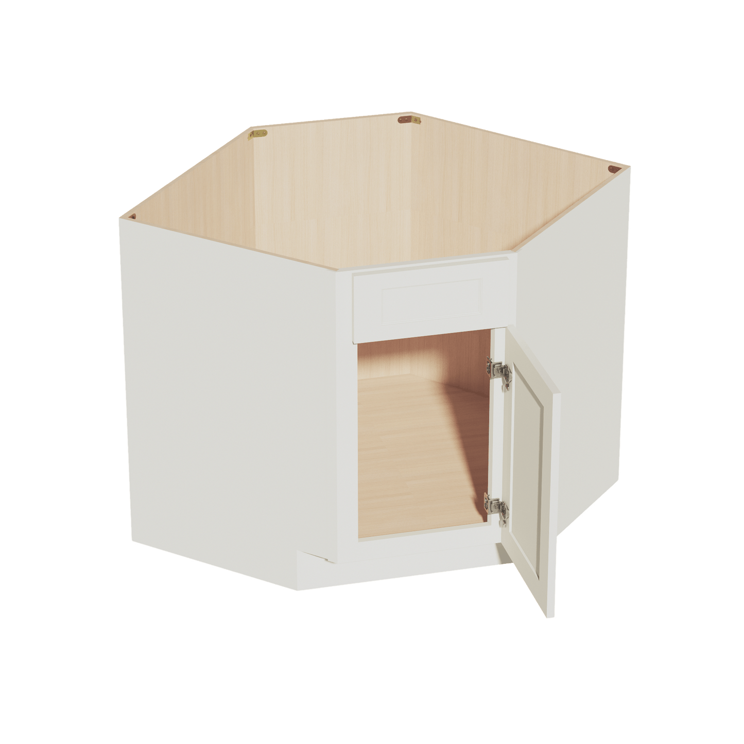 TW - DSB36: Creamy White Shaker 39" 1 Door 1 False Drawer Corner Sink Base Cabinets - NextCabinets