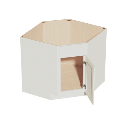 TW - DSB36: Creamy White Shaker 39" 1 Door 1 False Drawer Corner Sink Base Cabinets - NextCabinets
