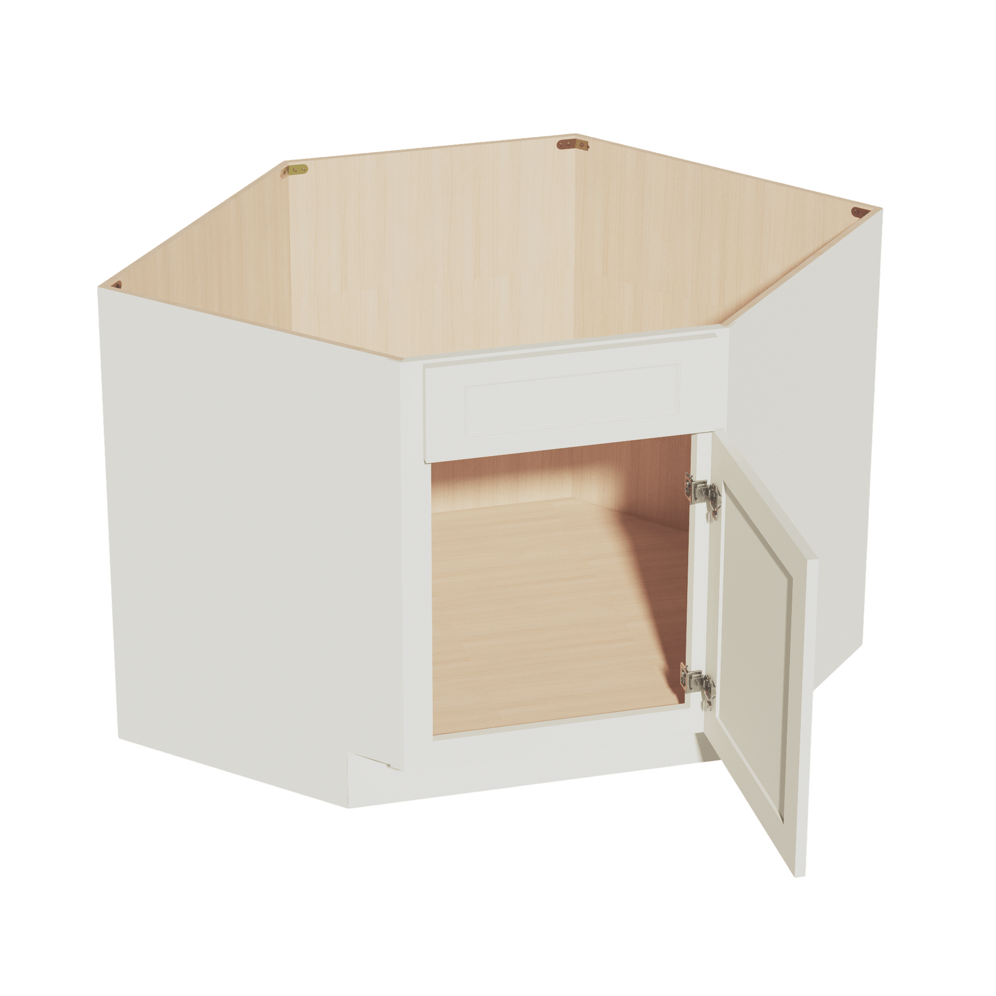 TW - DSB42: Creamy White Shaker 42" 1 Door - 1 False Drawer Corner Sink Base Cabinets - NextCabinets