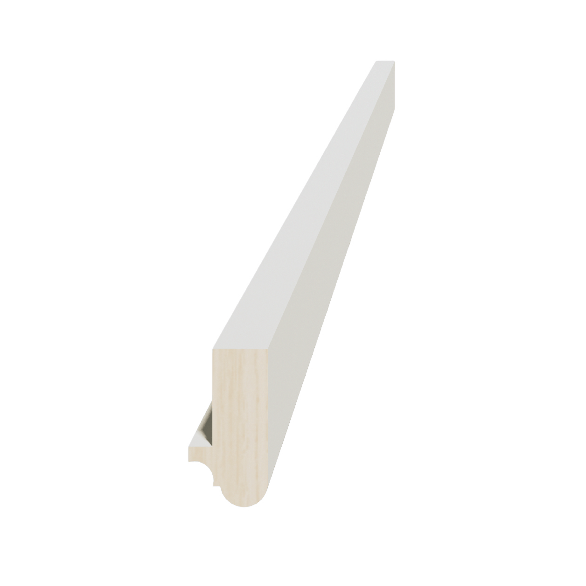 TW - LRM: Creamy White Shaker 96"W x 1 - 1/2"H x 3/4"D Light Rail Molding - NextCabinets