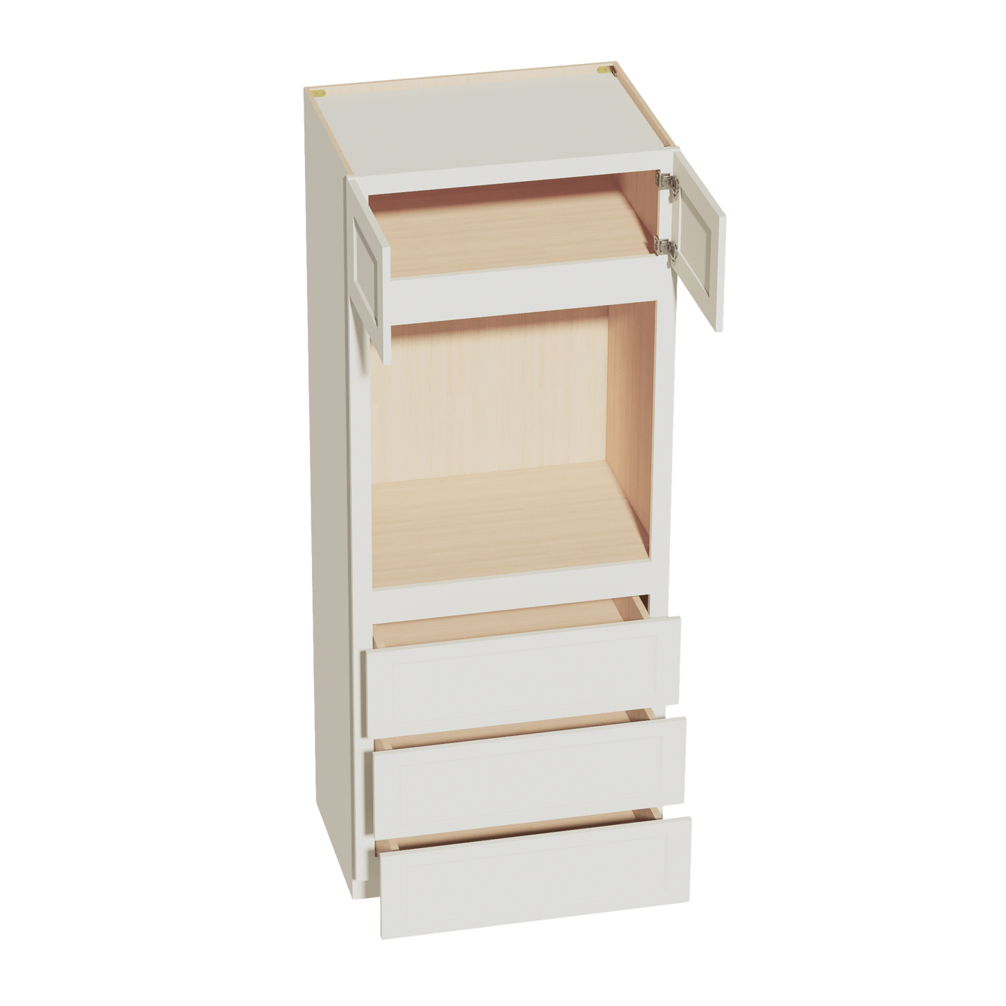 TW - OC3384: Creamy White Shaker 33"W x 84"H x 24"D 2 Doors & 3 Drawers Tall Oven Shelf Cabinets - NextCabinets