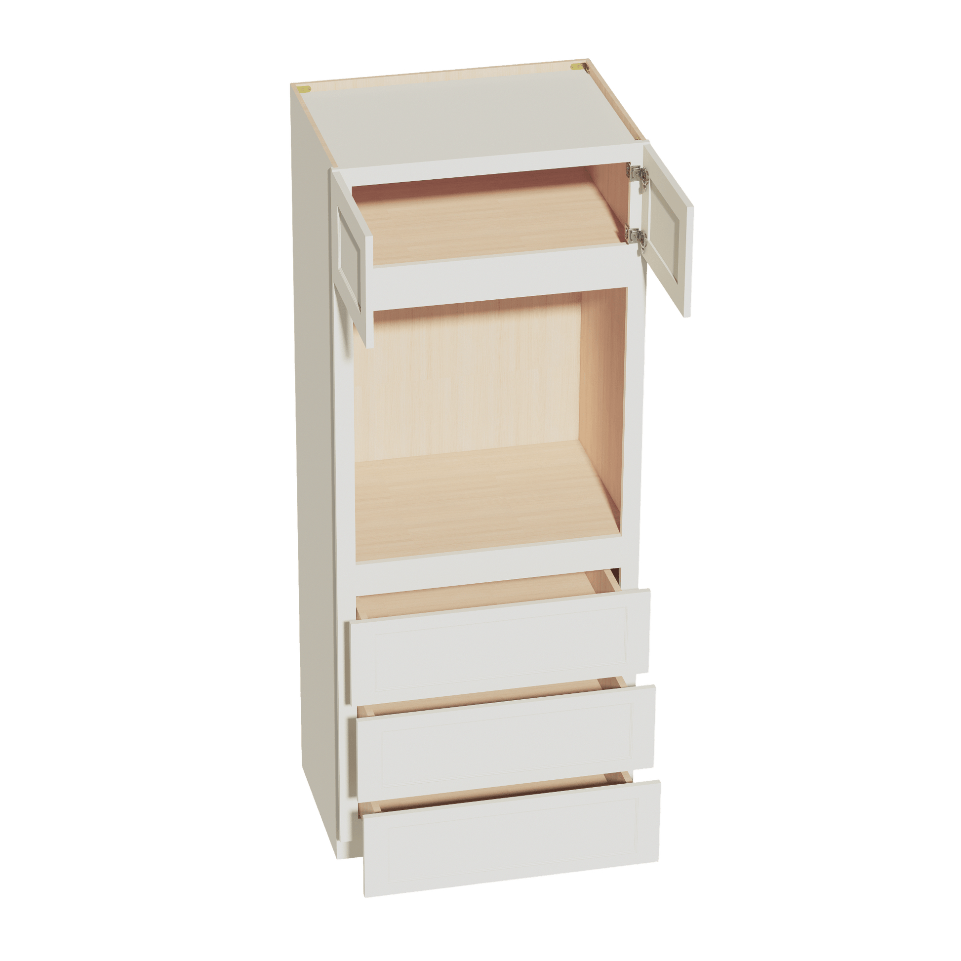 TW - OC3384: Creamy White Shaker 33"W x 84"H x 24"D 2 Doors & 3 Drawers Tall Oven Shelf Cabinets - NextCabinets