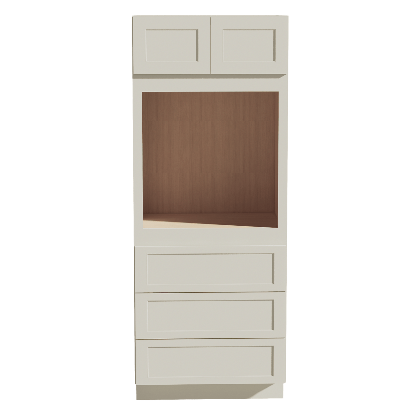 TW - OC3384: Creamy White Shaker 33"W x 84"H x 24"D 2 Doors & 3 Drawers Tall Oven Shelf Cabinets - NextCabinets