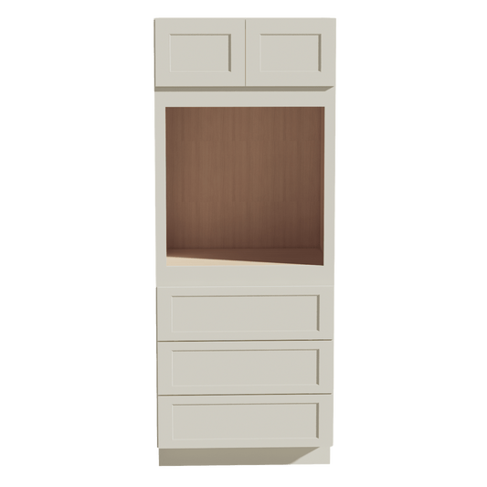 TW - OC3384: Creamy White Shaker 33"W x 84"H x 24"D 2 Doors & 3 Drawers Tall Oven Shelf Cabinets - NextCabinets