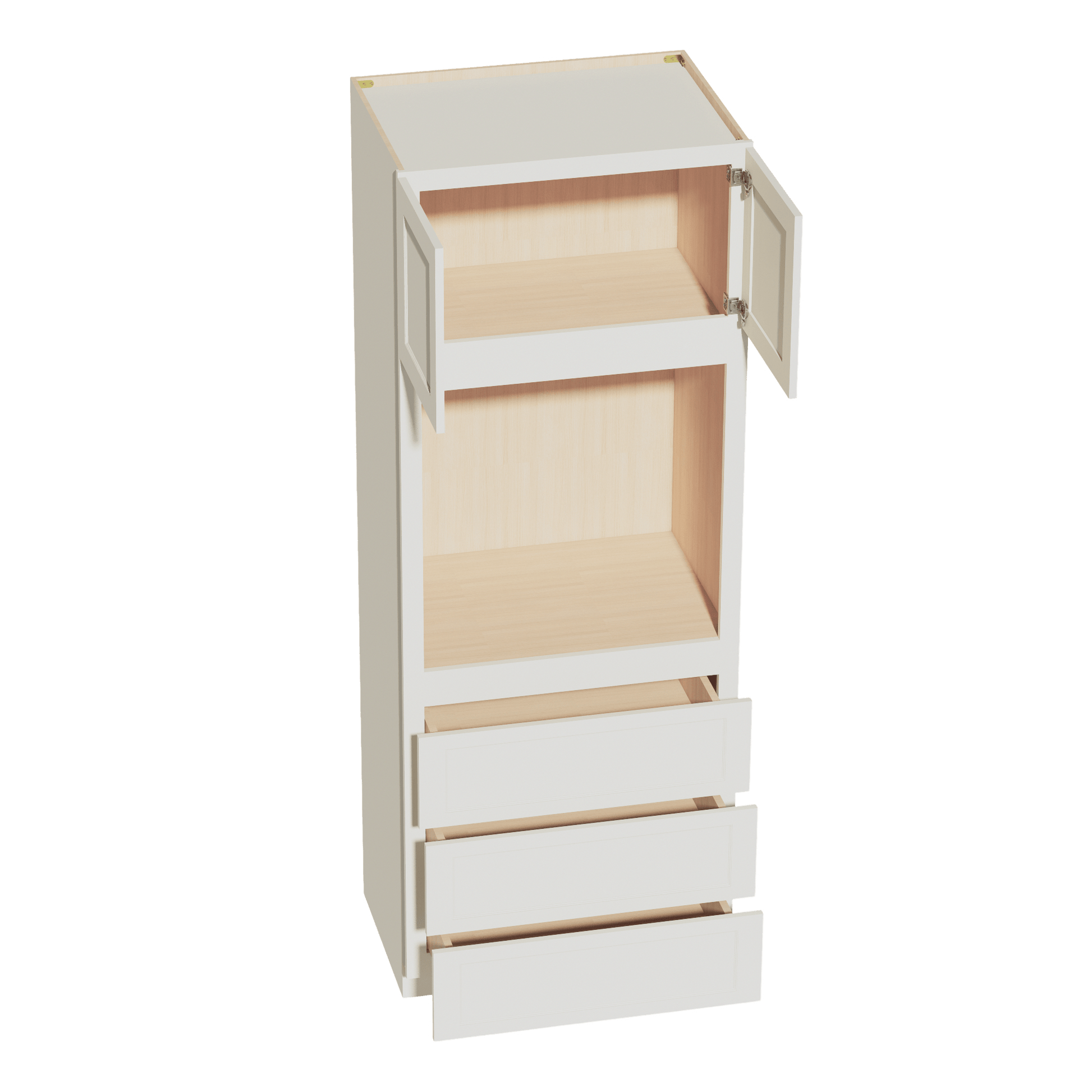 TW - OC3390: Creamy White Shaker 33"W x 90"H x 24"D 2 Doors & 3 Drawers Tall Oven Shelf Cabinets - NextCabinets