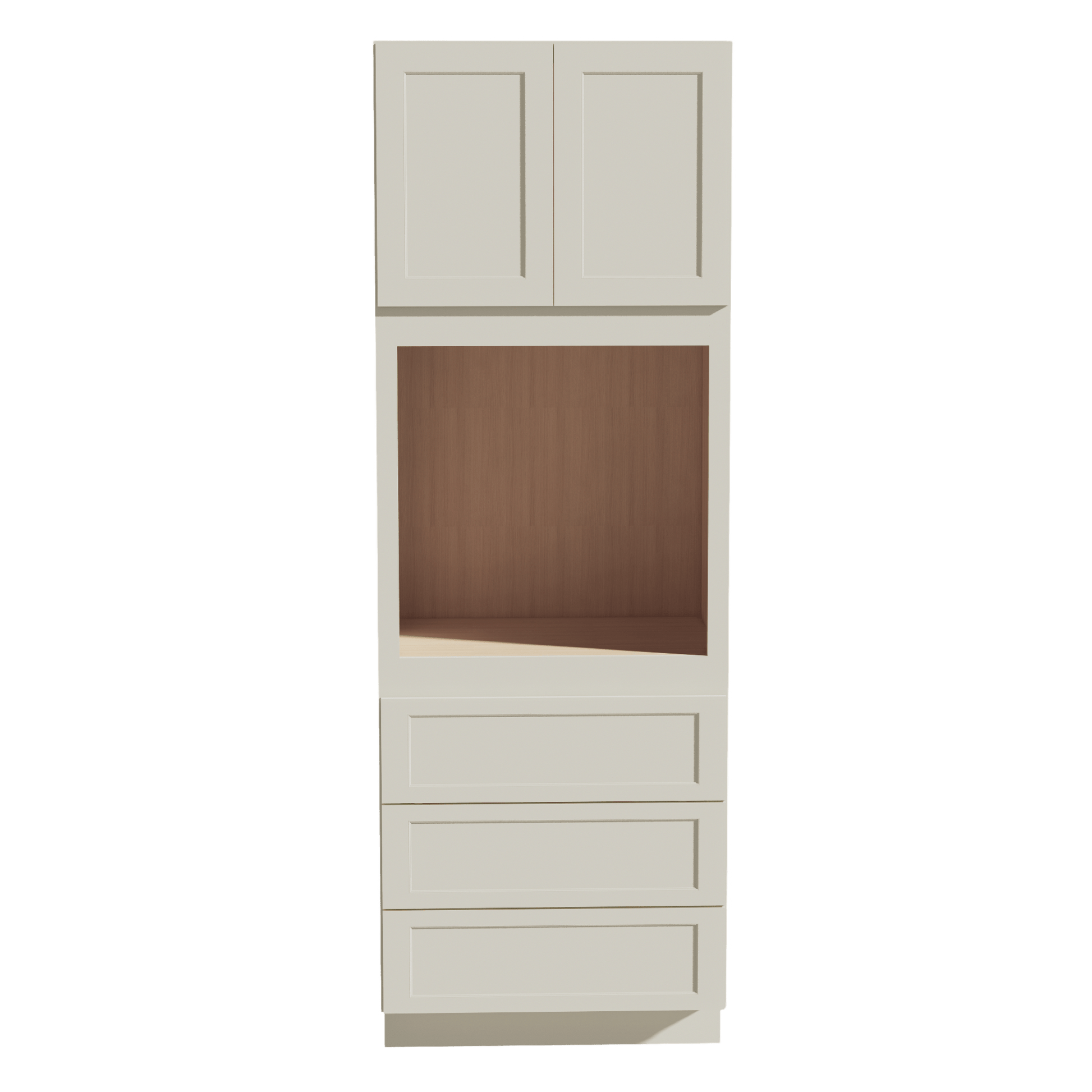 TW - OC3396: Creamy White Shaker 33"W x 96"H x 24"D 2 Doors & 3 Drawers Tall Oven Shelf Cabinets - NextCabinets