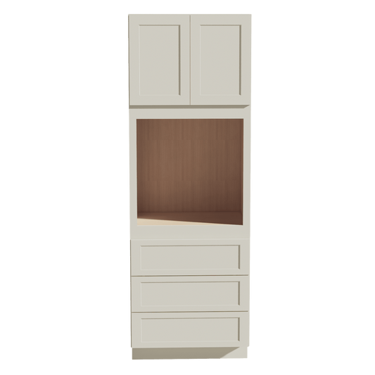 TW - OC3396: Creamy White Shaker 33"W x 96"H x 24"D 2 Doors & 3 Drawers Tall Oven Shelf Cabinets - NextCabinets