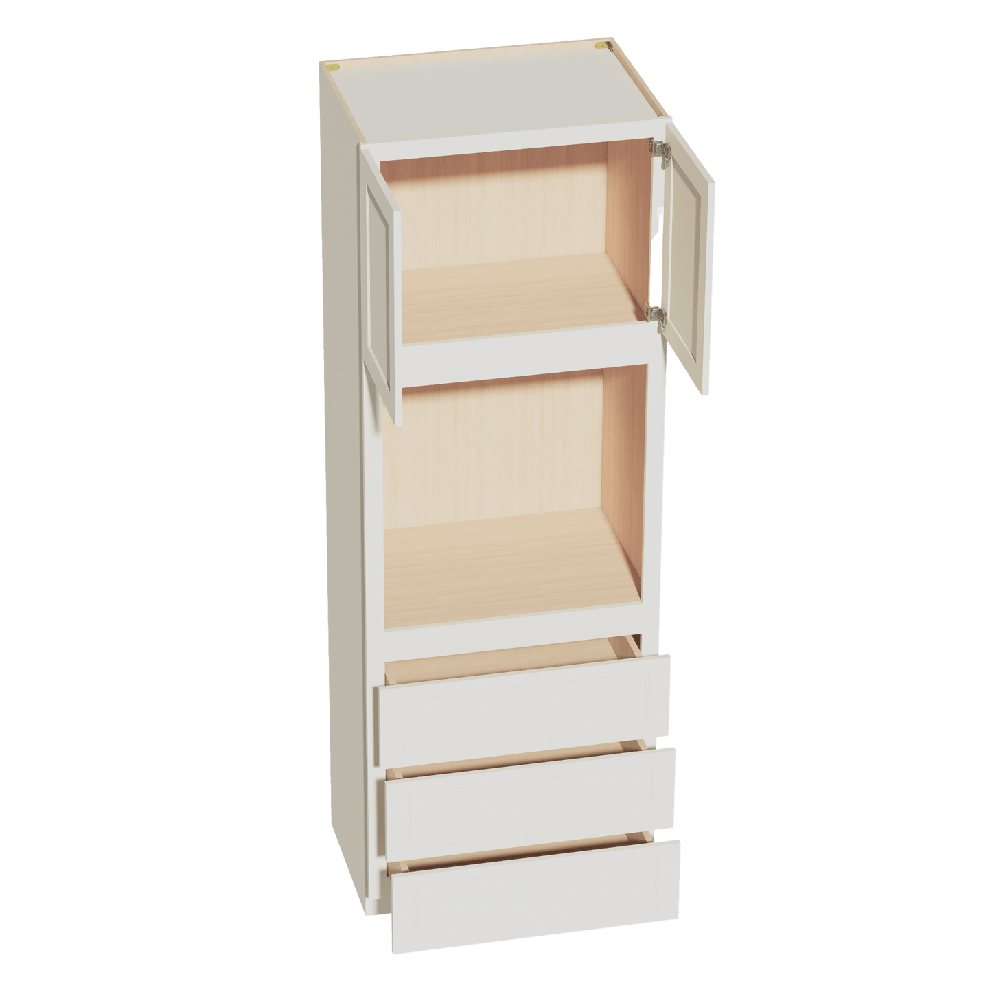 TW - OC3396: Creamy White Shaker 33"W x 96"H x 24"D 2 Doors & 3 Drawers Tall Oven Shelf Cabinets - NextCabinets