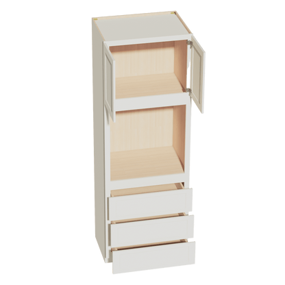 TW - OC3396: Creamy White Shaker 33"W x 96"H x 24"D 2 Doors & 3 Drawers Tall Oven Shelf Cabinets - NextCabinets