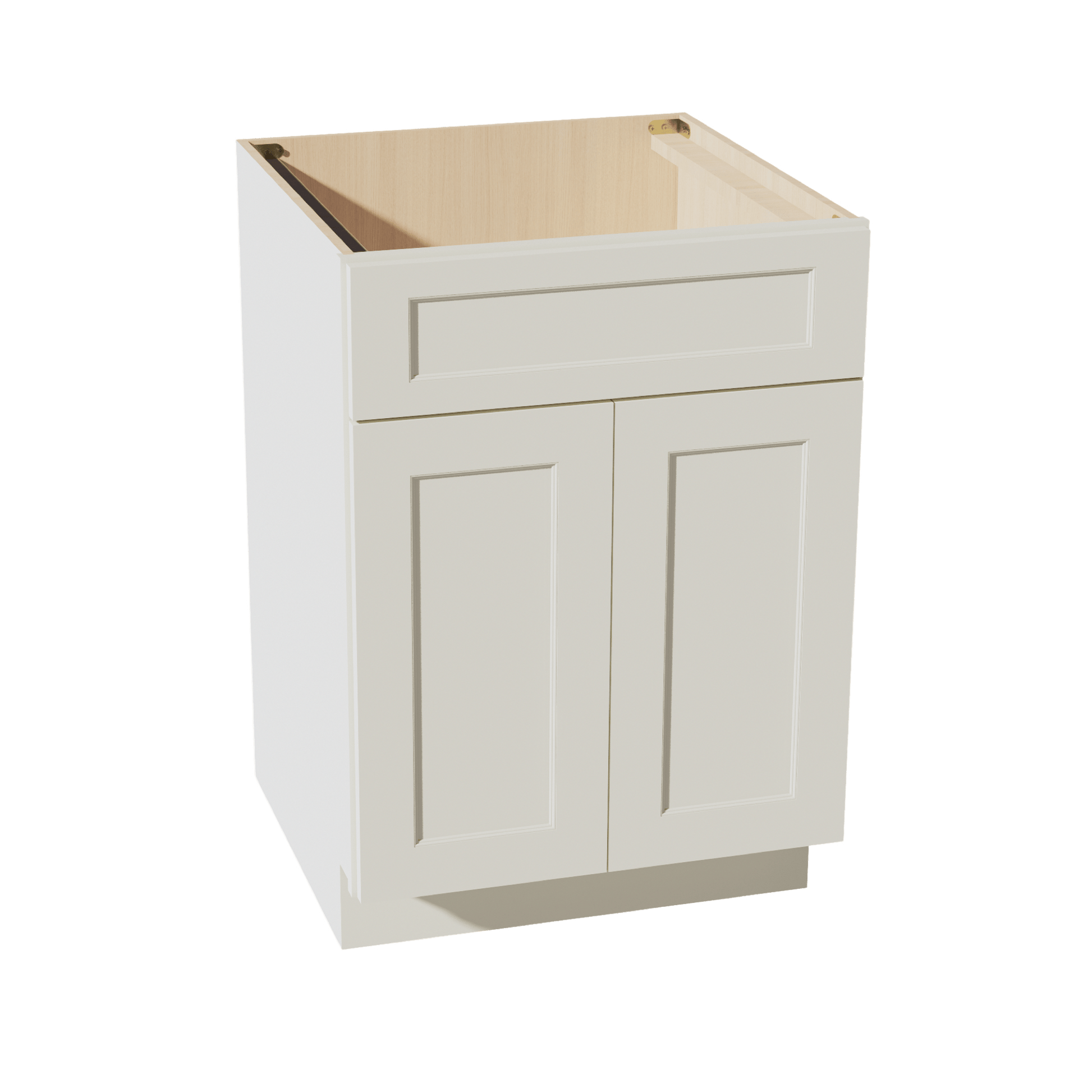TW - SB24: Creamy White Shaker 24" 2 Doors 1 False Drawer Sink Base Cabinet - NextCabinets