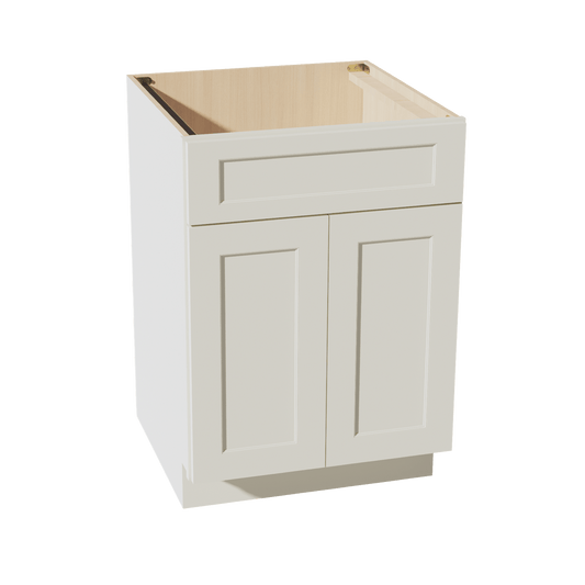 TW - SB24: Creamy White Shaker 24" 2 Doors 1 False Drawer Sink Base Cabinet - NextCabinets