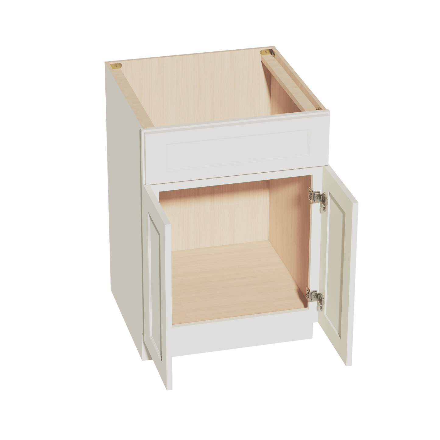 TW - SB24: Creamy White Shaker 24" 2 Doors 1 False Drawer Sink Base Cabinet - NextCabinets