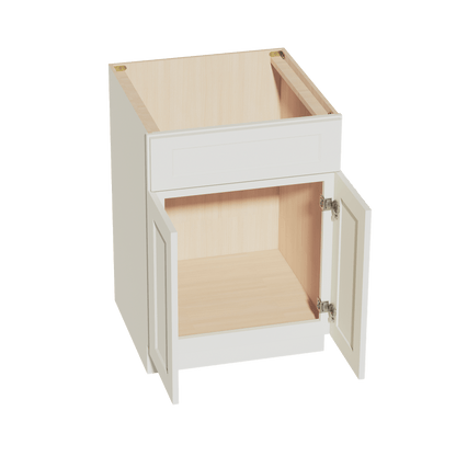 TW - SB24: Creamy White Shaker 24" 2 Doors 1 False Drawer Sink Base Cabinet - NextCabinets