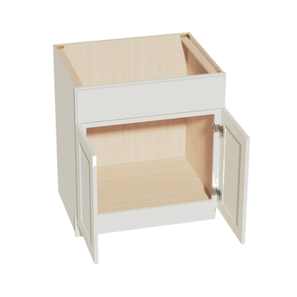 TW - SB30: Creamy White Shaker 30" 2 Doors 1 False Drawer Sink Base Cabinet - NextCabinets