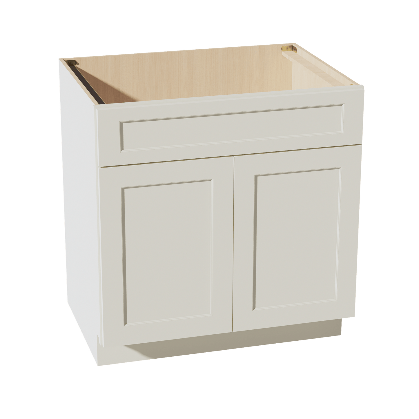 TW - SB33: Creamy White Shaker 33" 2 Doors 1 False Drawer Sink Base Cabinet - NextCabinets