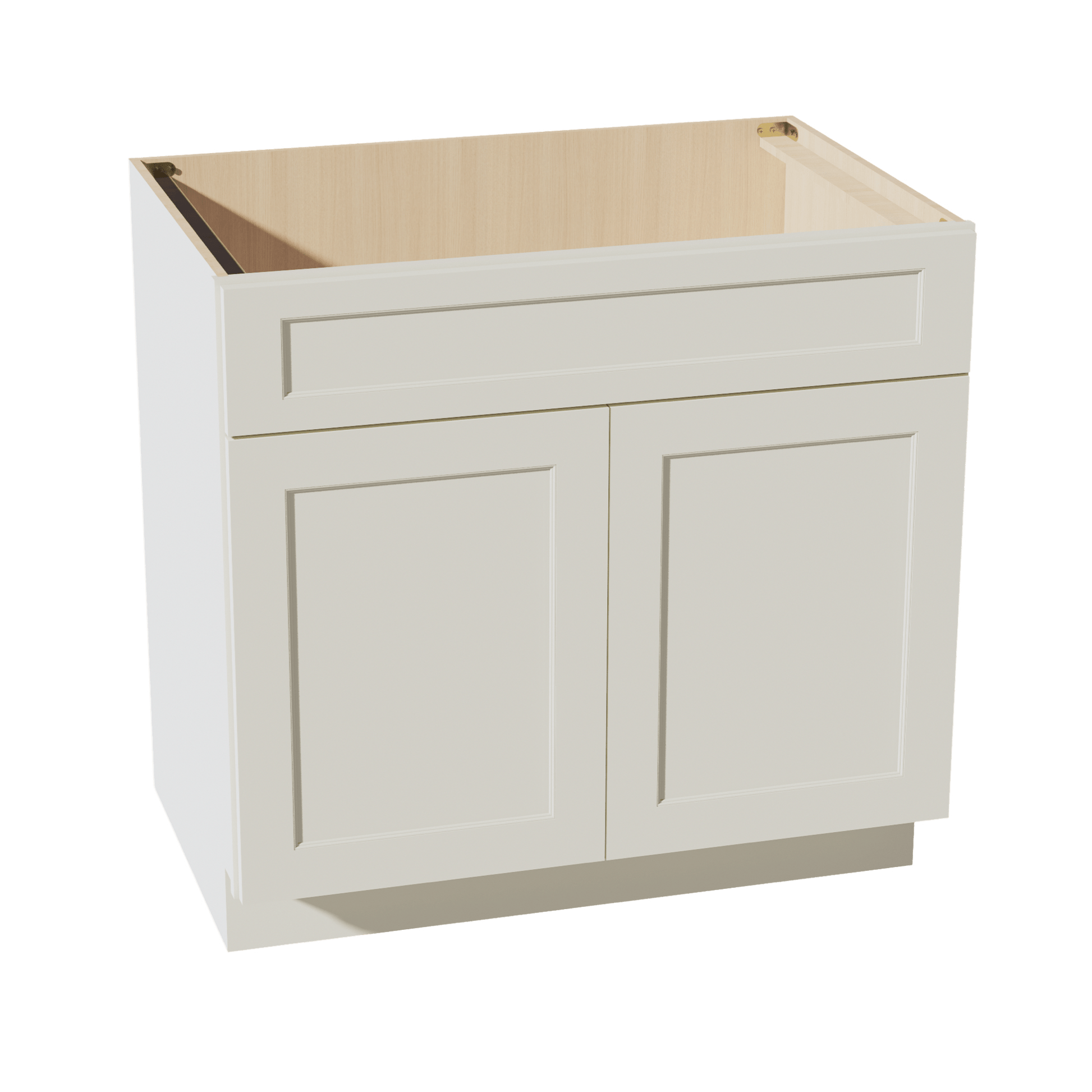 TW - SB36: Creamy White Shaker 36" 2 Doors 1 False Drawer Sink Base Cabinet - NextCabinets