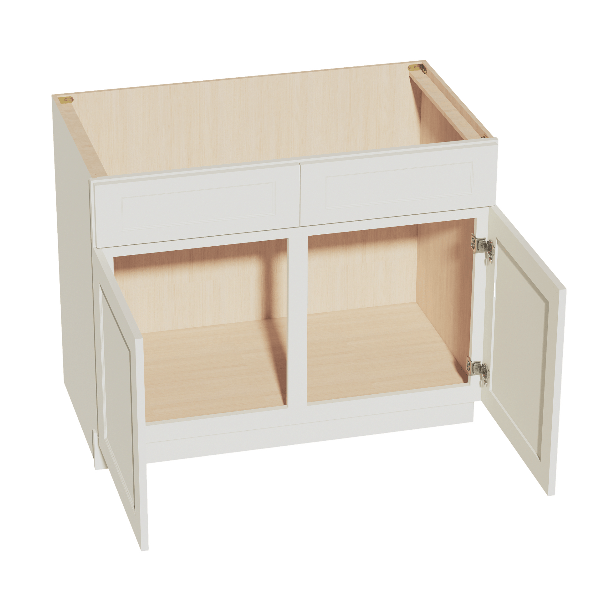 TW - SB42: Creamy White Shaker 42" 2 Doors 2 False Drawers Sink Base Cabinet - NextCabinets