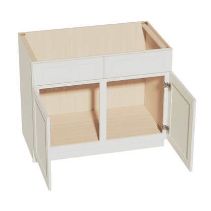 TW - SB42: Creamy White Shaker 42" 2 Doors 2 False Drawers Sink Base Cabinet - NextCabinets