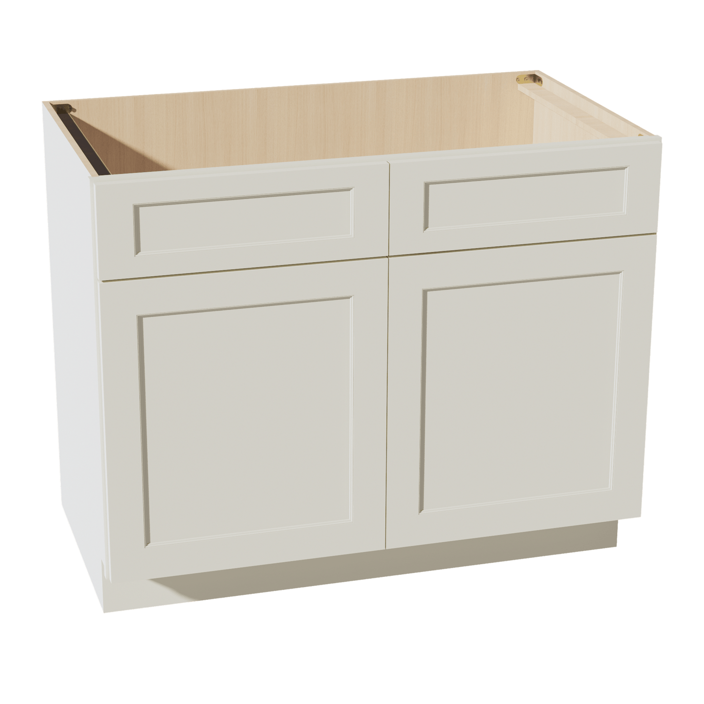 TW - SB42: Creamy White Shaker 42" 2 Doors 2 False Drawers Sink Base Cabinet - NextCabinets