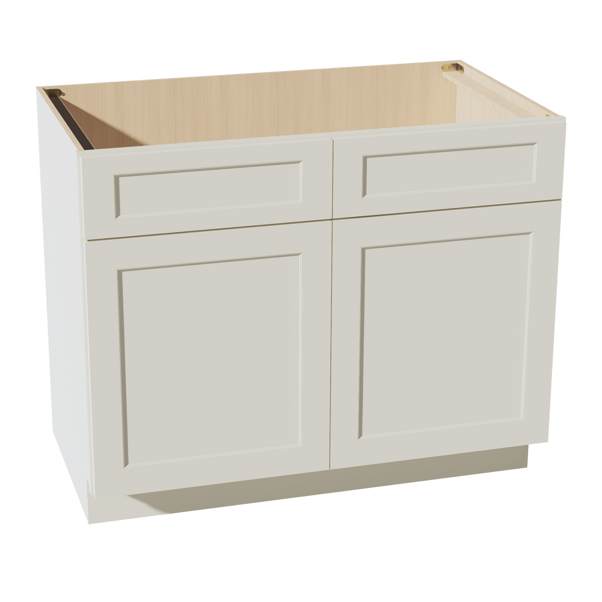 TW - SB42: Creamy White Shaker 42" 2 Doors 2 False Drawers Sink Base Cabinet - NextCabinets