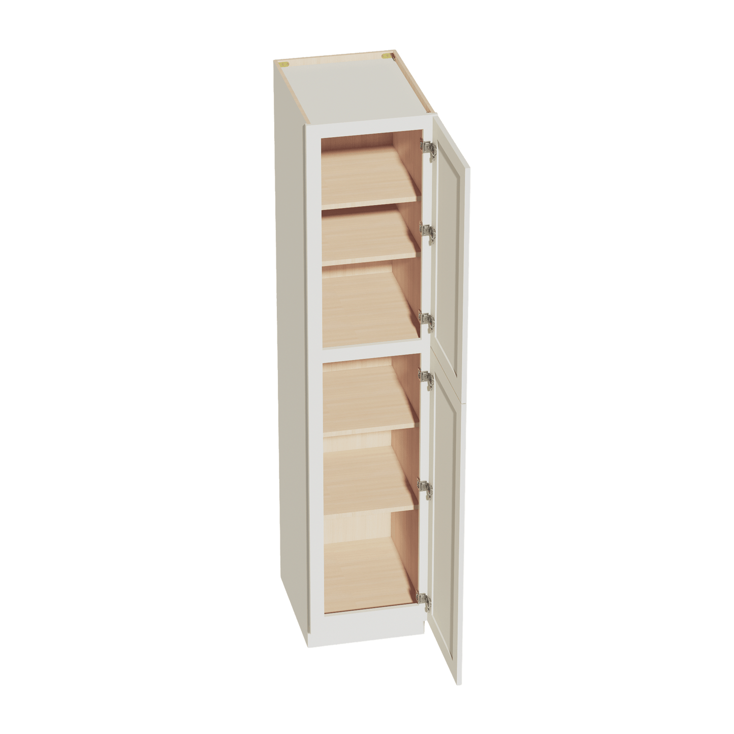TW - TP1884: Creamy White Shaker 18"W x 84"H x 24"D 2 Doors & 5 Shelves Tall Shelf Pantry Cabinets - NextCabinets